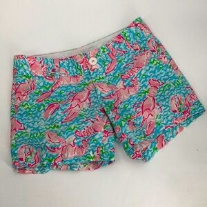 Lilly Pulitzer The Callahan Short Size 00 Lobster Crawdads Crayfish Nautical